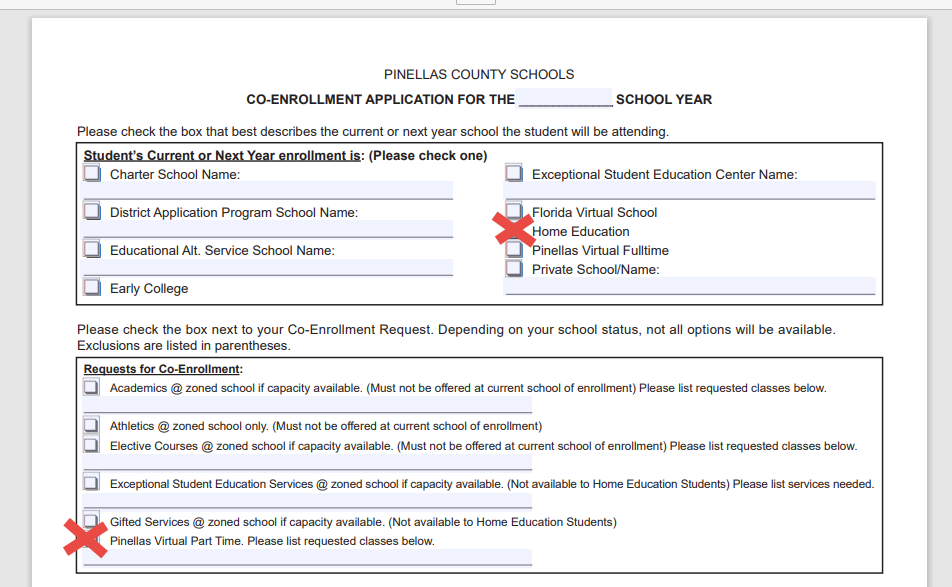 Co-Enrollment Application Example