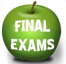  An image of a green apple with the text Final Exams on it