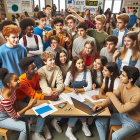  An image of High School Students in a meeting