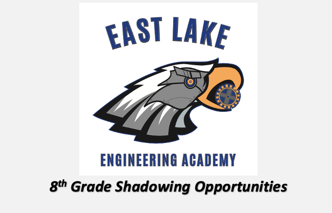 Image of an Eagle made from machine parts advertising the East Lake Engineering Academy Shadowing 