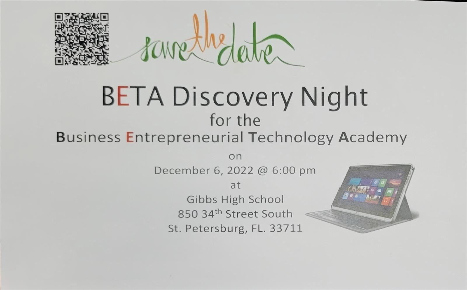  beta discovery night flyer