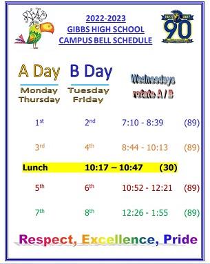 2022 - 2023 A and B Day Bell Schedule Flyer