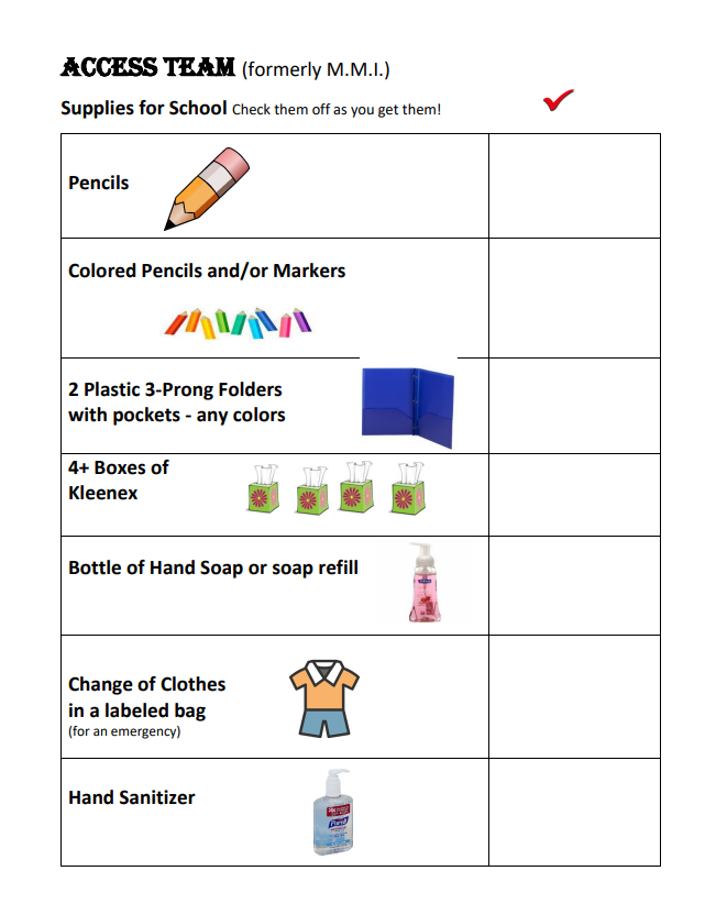 ACCESS Supply List