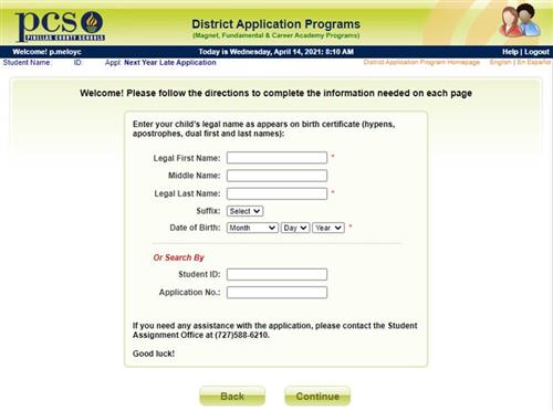 Enter Student Information 