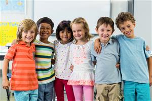 Six children in a classroom 