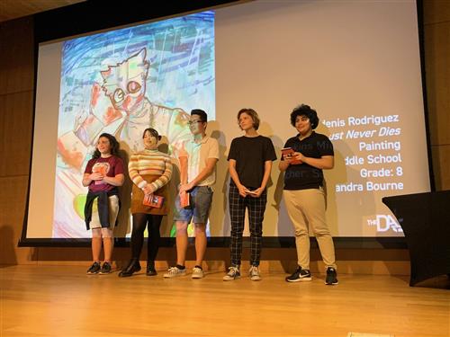 Students at the Student Surreal Exhibit 