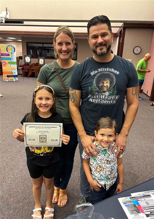 Student artist and family