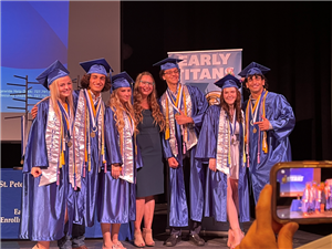 Early college graduates on stage