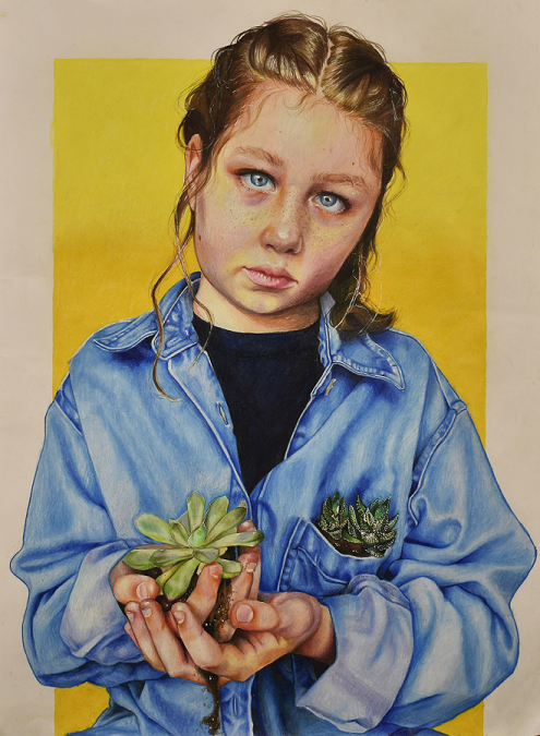 Charlotte Bayly of Clearwater High won the prestigious Best in Show for her color pencil artwork, "Desperation." 