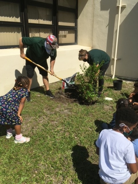 Bay Vista Fundamental students work in the school's garden.