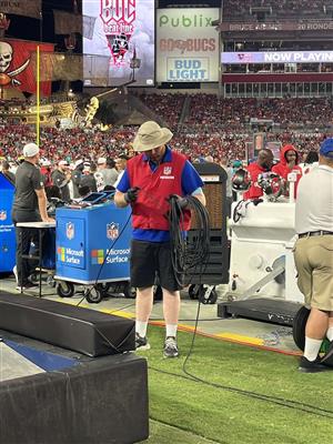 Justin working the Bucs game