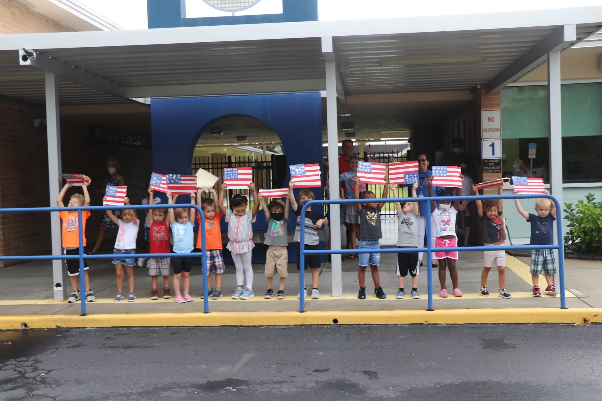 Students with flags