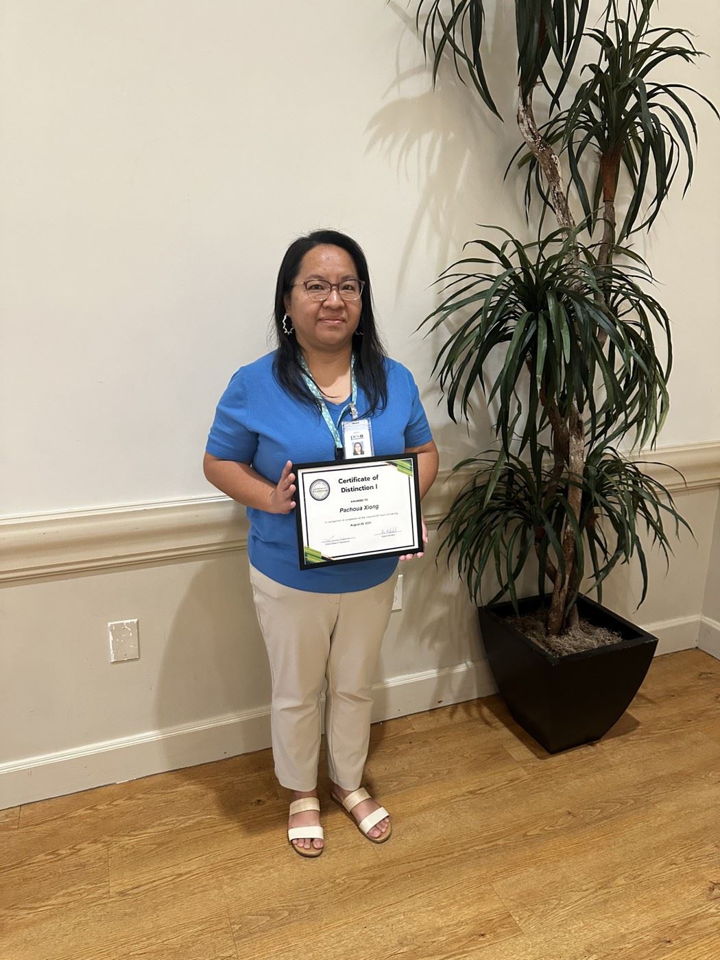 Congratulations to Ms. Patty for her Certificate of Distinction 
