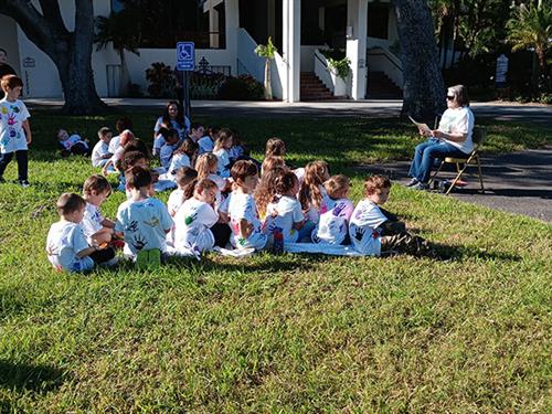Story time for the San Jose Elementary Kindergarten students.