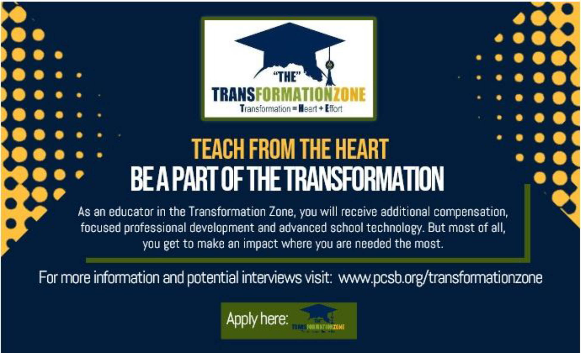 Be a part of the transformation - For more information and potential interviews  - Apply Now 