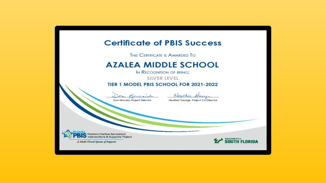  PBIS Award Certificate