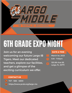 6th Grade Expo Night March 1, 2023 5:30-7pm