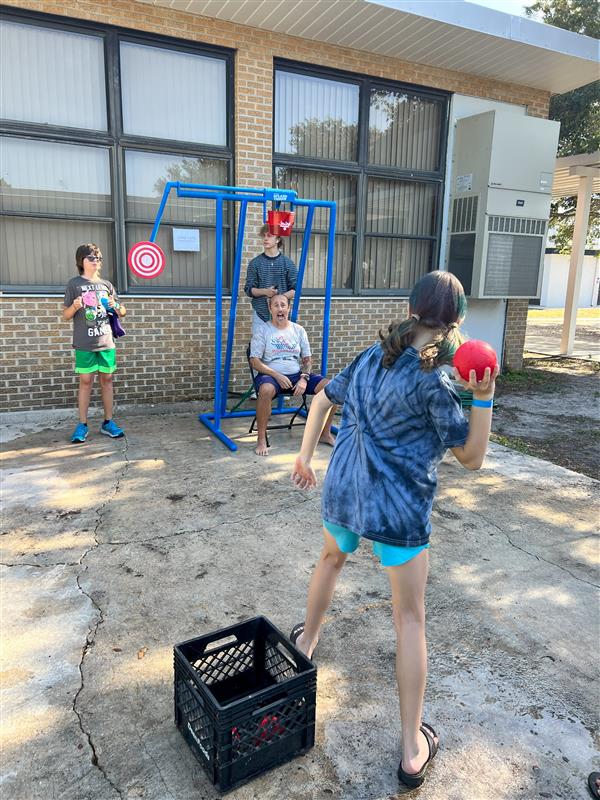 5th grade teacher, Mr. Hann, getting soaked!