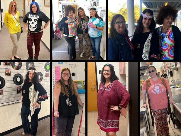 M.K. Rawlings Elementary staff dress in 70's fashion for the 70th day of school.