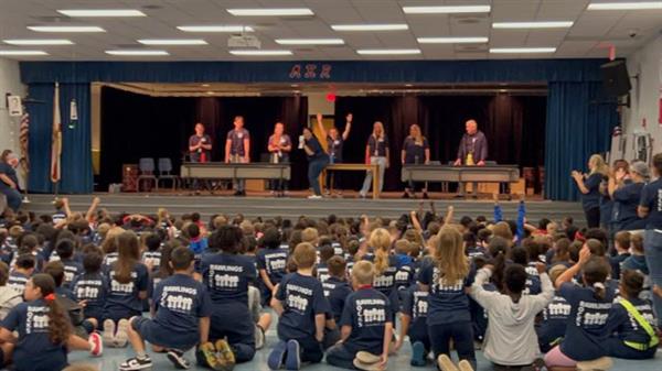 M.K. Rawlings Elementary shows their school spirit with a Pep Rally for the upcoming FAST testing.