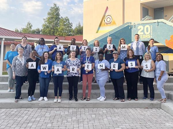 Douglas L. Jamerson, Jr. Elementary staff wearing blue for Autism Awareness Month!