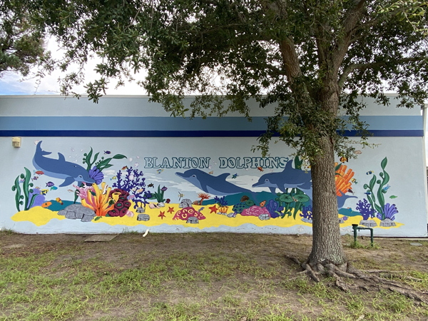 PCS Visual Arts Summer Mural Camps created a school mural at Blanton Elementary School.
