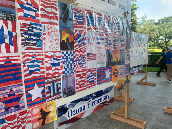 4th and 5th grade scholars at Ozona Elementary created 9/11 inspired artwork for Curlew Hills Memory Garden’s 9/11 Memorial.