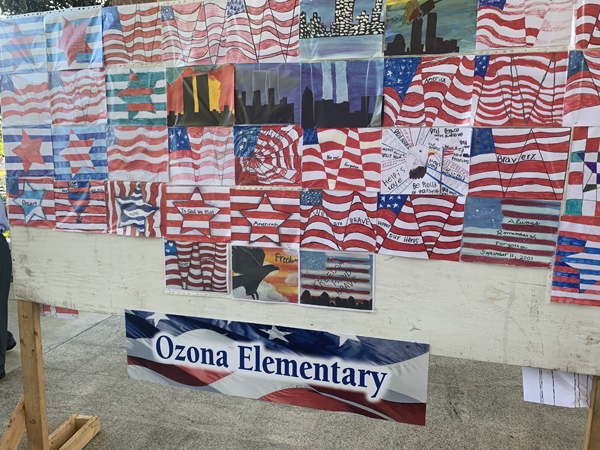 Ozona Elementary 4th and 5th graders created 9/11 inspired artwork for Curlew Hills Memory Garden’s 9/11 Memorial.