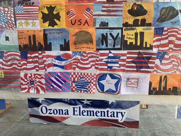 Ozona Elementary students created 9/11 inspired artwork for Curlew Hills Memory Garden’s 9/11 Memorial.