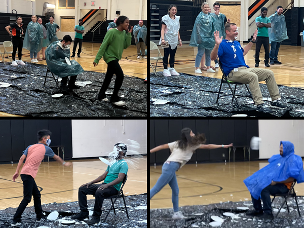 As part of a Pi Day celebration, Largo Middle IB World School students had the opportunity to pie staff members in the face!