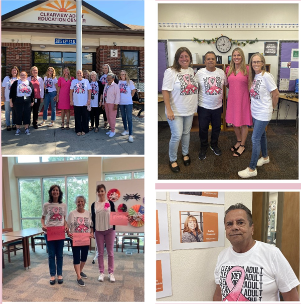 Clearview Adult Education goes pink for Breast Cancer Awareness Month.
