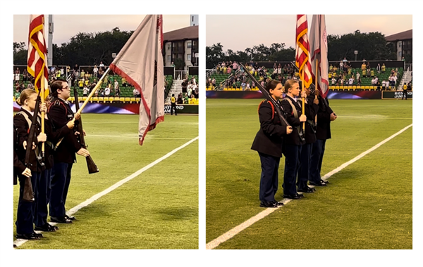 Northeast High School presents colors at Rowdies Game.