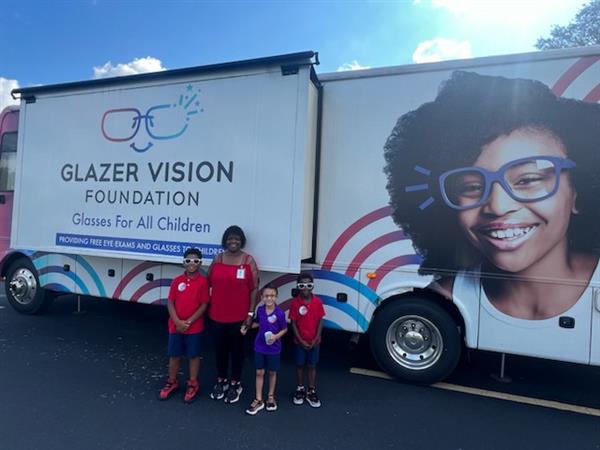 20 scholars from M.K. Rawlings Elementary received glasses from the Glazer Vision Foundation “Glasses for All Children” program.