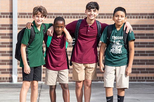 John Hopkins Middle School students are ready to learn on the first day of school.