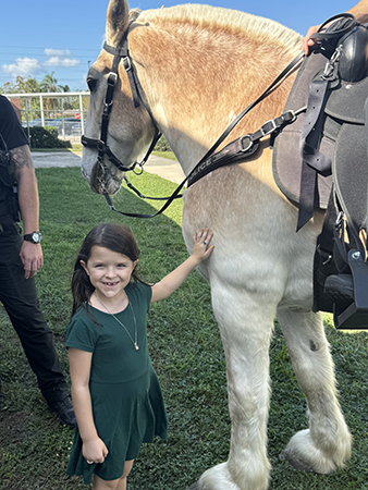 Bay Vista Elementary had a police horse visit for the Great American Teach-In.