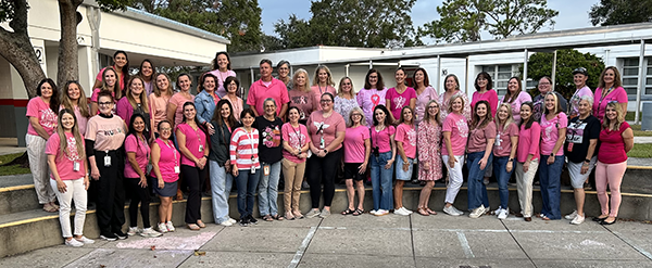 Lake St. George Elementary staff wore pink for breast cancer awareness. 