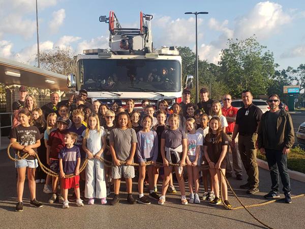 With the help of Seminole Fire Department, the Orange Grove Elementary Arrows group, lead by Mr. Justin Grimshaw and Mr. Harry Jones came together and pulled both a 52,000lb truck and a 70,000lb truck.