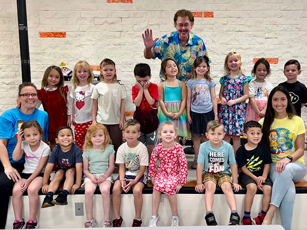Ms. O & Ms. D's Pre-K class at Orange Grove Elementary School had a visit with Jack Hartmann. 