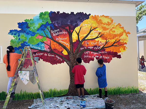 Students at Garrison Jones Elementary helped create a beautiful mural on the school campus.