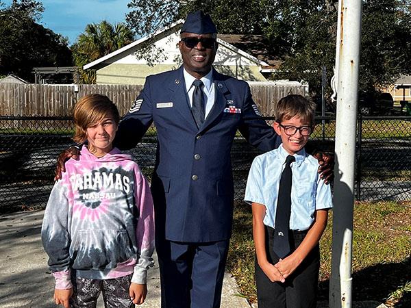 Ridgecrest Elementary celebrated Veterans Day with a flag-raising ceremony. 