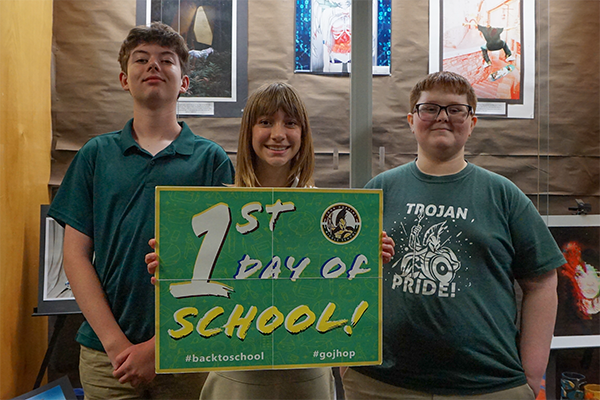Students on the first day of school.
