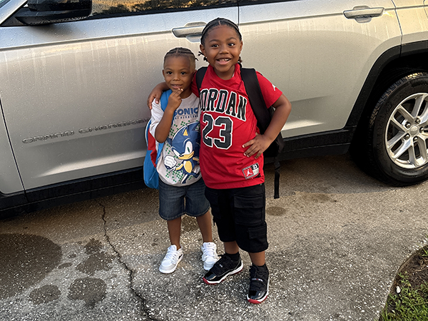 Students on the first day of school.