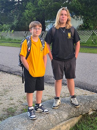 Students on the first day of school.