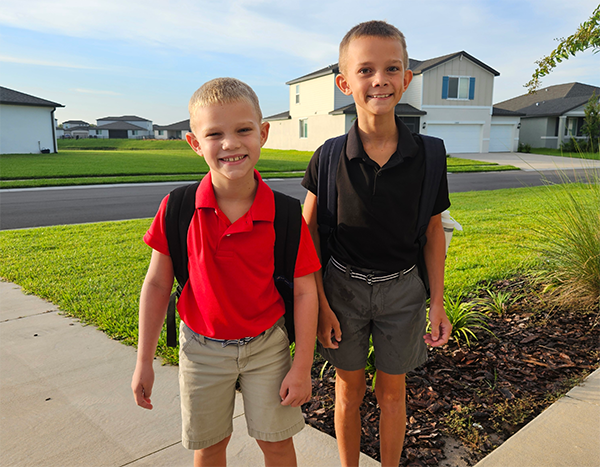 Students on the first day of school.