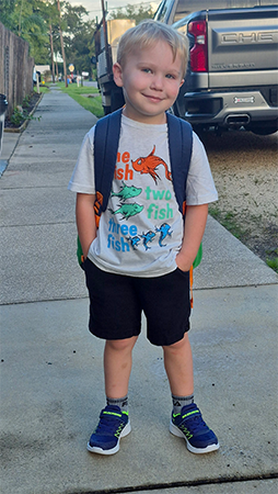Student on the first day of school.