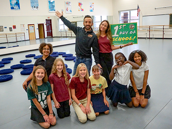 Staff and students on the first day of school.