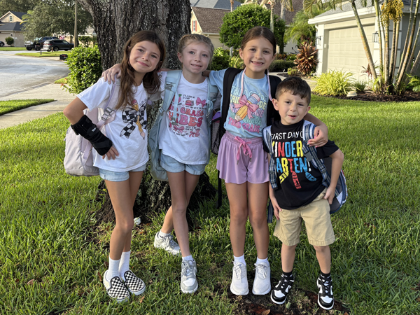 Students on the first day of school.
