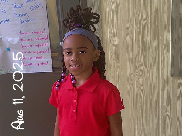 Student on the first day of school.