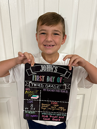 Student on the first day of school.