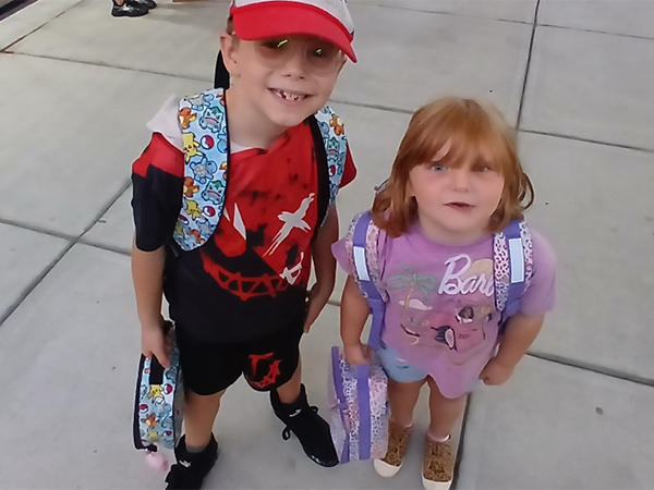 Students on the first day of school.